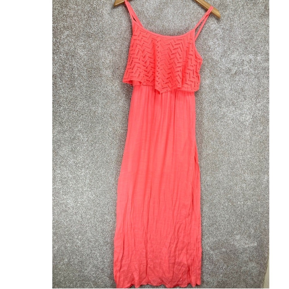 Trixxi Crochet Lace Maxi Dress Women S Coral Pink Boho Sleeveless Beach Summer